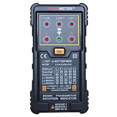 

PEAKMETER MS5900 Three Phase Rotation Indicators Tester Meter