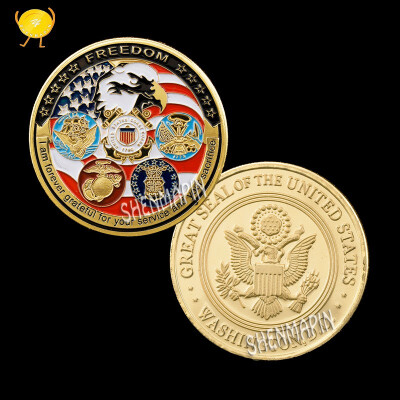 

US army of five honors gold coins falcon metal challenges coin Christmas gifts souvenir collectibles