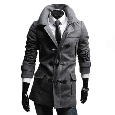 

Zogaa New Mens Wool Coats Horn Button