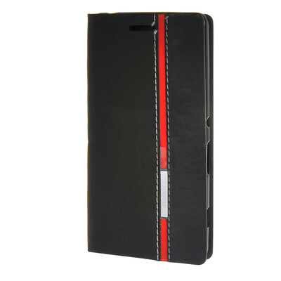 

MOONCASE Case for Sony Xperia C4 Case Minimalist style Leather Card Wallet Flip Slot Bracket Back Cover Black
