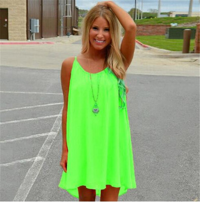 

Women beach dress fluorescence female summer dress chiffon voile women dress 2018 summer style women clothing plus size