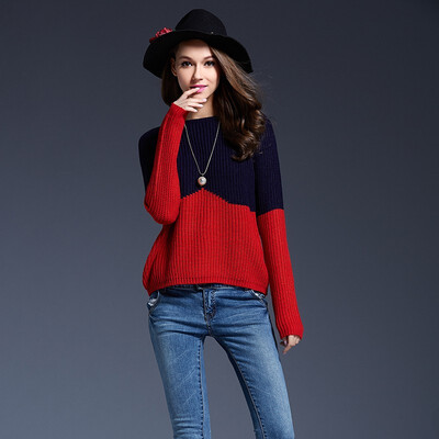 

PREISEI Autumn Winter Women Knitted Pullovers And Sweaters New Slim Patchwork Casual Long Sleeve Knitwear Sweater Undershirts
