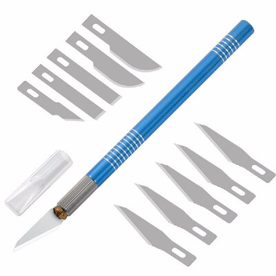 

Wrench Spanner Aluminum Grip Precision Craft Hobby Knife Cutter Handle with 10 Pcs Replacement Blades for Multi-purpose DIY PCB Ph