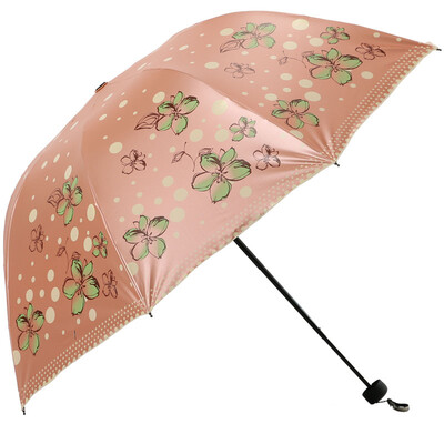 

Jingdong Supermarket] Paradise umbrella black rubber three fold arched sunny umbrella fashion lady umbrella 30081 yellow green
