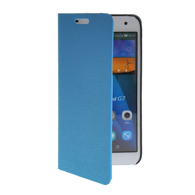 

MOONCASE Slim Leather Side Flip Wallet Card Slot Pouch with Kickstand Shell Back чехол для Huawei Ascend G7 Blue