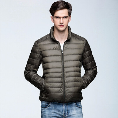 

male light thin short Down Jackets male Stand collar Loose coat Outdoor sport Run Hiking wading
