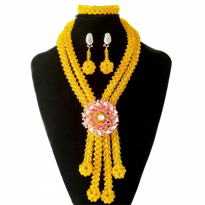 

Orange India Millet Beads Beaded Necklace Dubai Bridal Costume Jewelry Nigerian Wedding Beads African Jewelry Set For Women