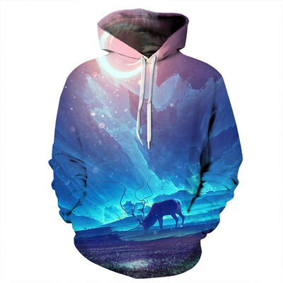 

QYDM0132Mens Hoodie 3D Printed Women Pullover Sweater