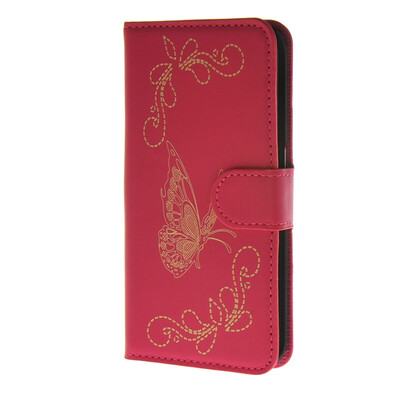 

MOONCASE Butterfly pattern Leather Wallet Flip Card Slot Bracket Back чехол для Samsung Galaxy S6 Edge Hotpink