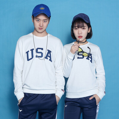 

Intercrew sweater female 2018 autumn&winter new casual fashion lovers with solid color letter stickers embroidered round neck sweater female ITR3TR32M white 100XL