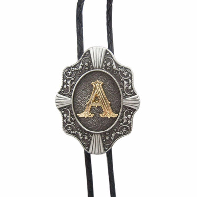 

Men Bolo Tie Original Initial Letter Western Cowboy Cowgirl Wedding Bolo Tie Leather Necklace