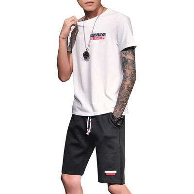 

Damaizhang Hot Sale Brand Designer Men T-shirt with Shorts Summer Printed Cotton Slim Fit Man t-shirt Set Mens Clothing