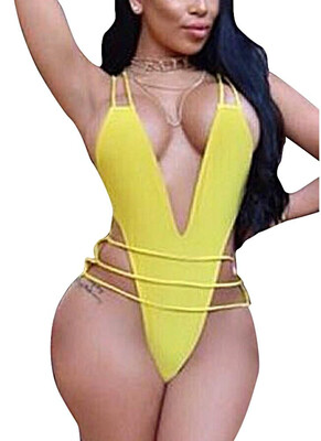 

2018 Women One Piece Swimsuit Swimwear Bandage Backless Bodysuits Monokini
