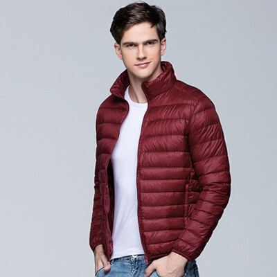 

male light thin short Down Jackets male Stand collar Loose coat Outdoor sport Run Hiking wading