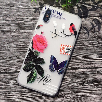 

3D Relief Flower Case For iPhone 6 8 7 Plus X Cases Soft Silicon Cover