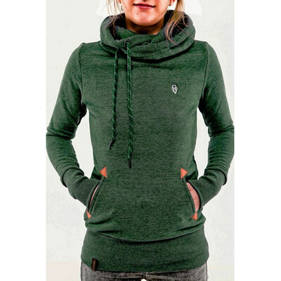 

Fashion hooded long-sleeved hooded sweater embroidered pocket