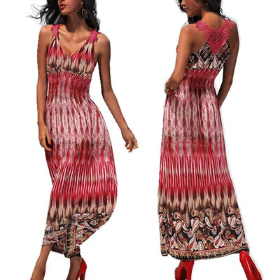 

Women's V-Neck High Waist Summer Beach Women Dress