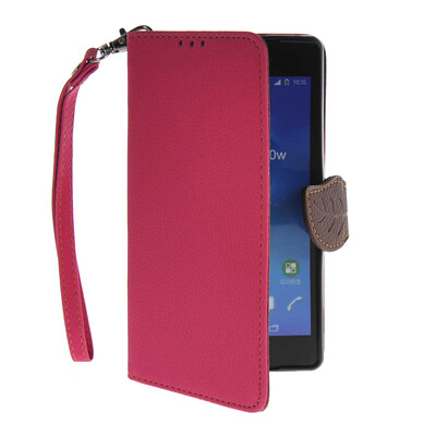 

MOONCASE Litch Skin Leather Wallet Card Holder Pouch with Kickstand Case Cover for Sony Xperia Z2 Hot pink