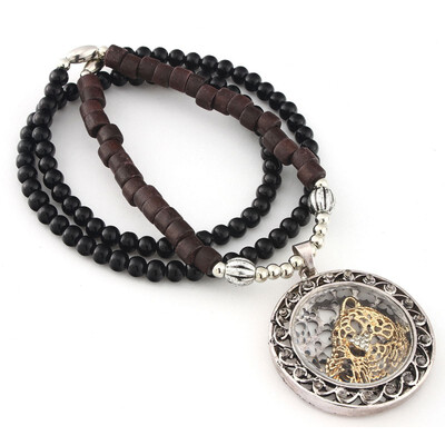 

Rhinestone Pendant Sweater Necklace Fashion Cute Opal Tiger Head Hot Chain