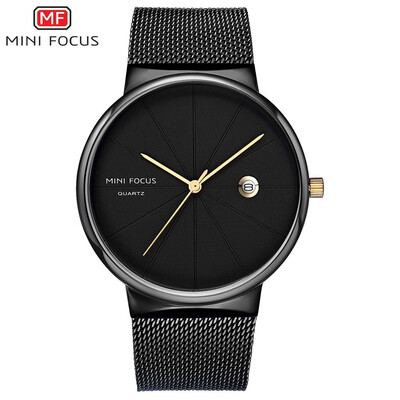 

MINI FOCUS Fashion Stainless Steel Strap Business Men Quartz Watch MF0176G