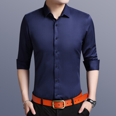 

Mens business casual shirts elastic body wrinkle resistant&ironing shirts