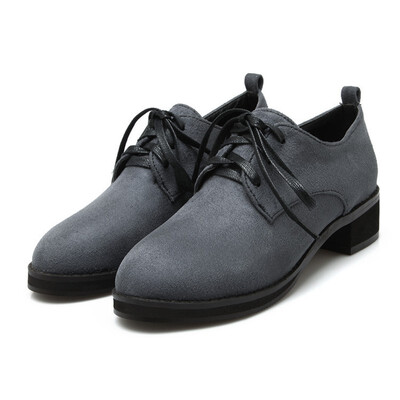 

IDIFU Womens Trendy Round Tow Low Heel Lace-up Oxfords Shoes