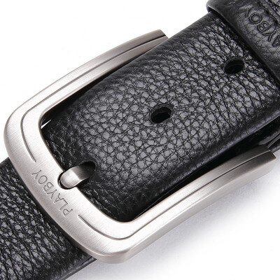 

Playboy playboy belt male pin buckle belt mens leather youth casual top layer leather belt mens leather PDD1461-8B black