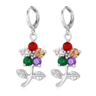 

ААА цирконий серьги 2015 ювелирные изделия для женщин Модный 18k настоящее позолоченный цветок красочные серьги падения