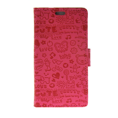 

MOONCASE Cute Little Witch Leather Side Flip Wallet Card Holder Stand Pouch ЧЕХОЛ ДЛЯ Huawei Ascend P8 Lite Hot pink