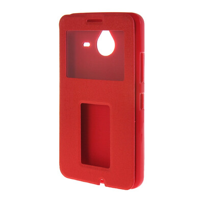 

MOONCASE Side Flip Hard board Slim Leather Bracket Window Case Cover for Microsoft Lumia 640  Red