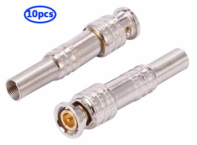 

COOLM 10pcs Copper Core Solderless BNC Male Connector Plug to RG59 Coax Cable Coupler