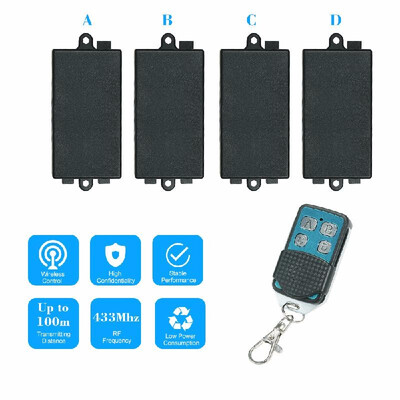 

4433MHz AC180V-240V 1CH Universal 10A Relay Wireless Remote Control Switch Receiver Module And 5PCS 4 Key RF 433MHz Transmitter R