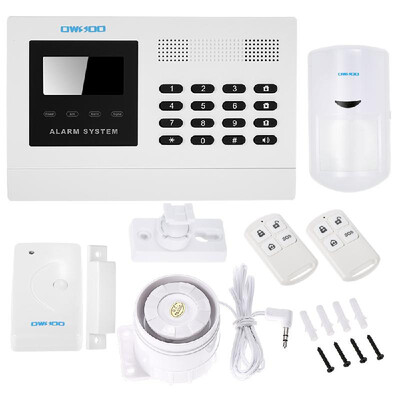 

OWSOO 433MHz Wireless Auto dial GSM SMS Alarm Security System PIR Motion Sensor LCD Display Wired Siren Door Sensor Phone App
