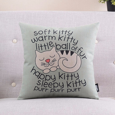 

Vintage Decorative Home Cotton Linen Pillow Case Cover Living Room Bed Chair Seat Waist Throw Cushion Lovely Cat Pillowcases