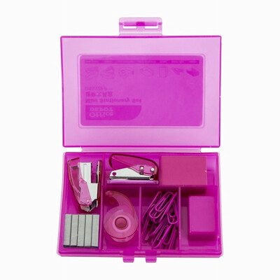 

Ovied office (officedepot) mini stationery / set (stapler / punch / tape / pencil sharpener / eraser / paper clip / staples) pink DSS129-P