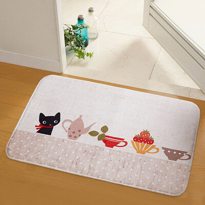 

Cozzylife matzzylife mats home textiles can be washed thicken flannel non-slip absorbent mats mattress Happy cat 40 60cm