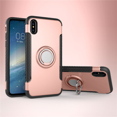 

For iPhone X 7 8 Plus Ring Magnetic Shockproof Rugged Hybrid Phone Case Cover