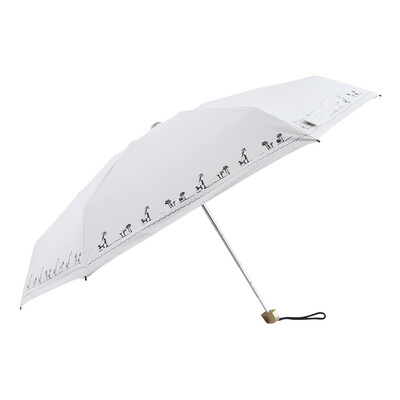 

IDREAMY Black Rubber Sunshade Sun umbrella Small fresh printing Lightweight Portable 50 Rain&Rain Dual-use Pocket Umbrella 32513 White