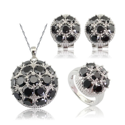 

EIOLZJ Red Cubic zirconia Silver Plated Jewelry Sets for Women Four Colors Available Free Jewelry Box