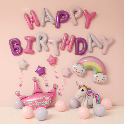 

Gong Xun baby birthday birthday arrangement balloon set children birthday party cartoon letter aluminum film balloon decoration supplies Xiaoma Baoli package A