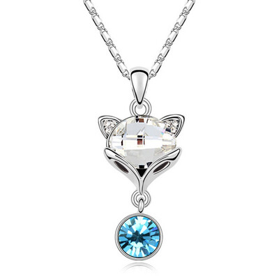 

Austrian Crystal Cute Fox Pendant Necklace For Women Girls Chain Charm White Gold Plated 12590