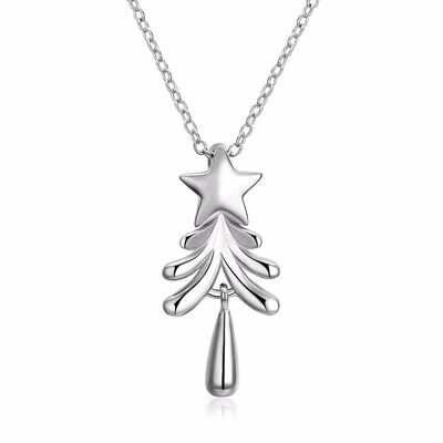 

Yoursfs New Tiny Christmas Tree Charm Necklace Rose GoldSilver Color Wishing Stars Pendant Necklace For Christmas Gift