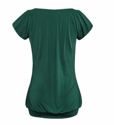 

Womens Fashion 2018 Solid Color V-neck Short Sleeve Tops Loose T-Shirt Blouse S-5XL