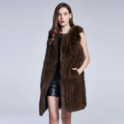 

Real Fur Vest Winter Jacket Womens Furry Jacket Natural Fur Coat Vertical Stripe Stitch Fashion New Personality Design Discount