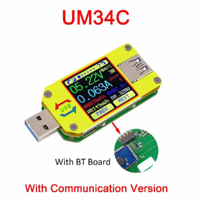 

RD UM34C USB 30 Type- C Color LCD Display Tester Voltage Current Meter Voltmeter Ammeter Battery Charge Cable Impedance Resistanc