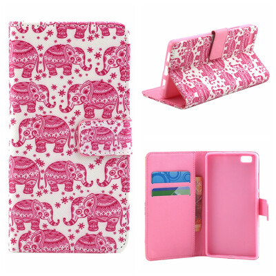 

MOONCASE Cute Pattern Leather Wallet Flip Card Holder With Kickstand Pouch For Huawei Ascend P8 lite