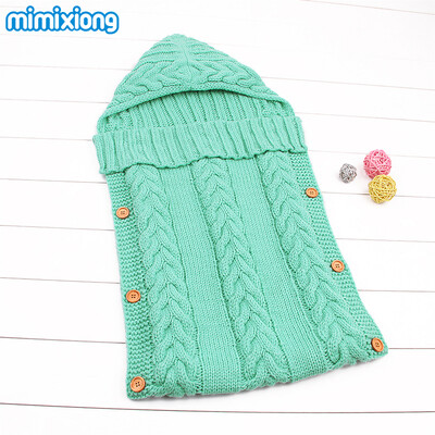 

Sleeping Bag Baby Winter Warm Envelopes For Newborns Unisex Hooded Sleep Sack Acrylic Knitting Infant Wrap Swaddle Blankets Fall