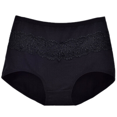 

No trace lace panties pure cotton large plate middle waist abdomen lady briefs breathable elegant hips