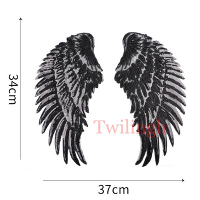 

1Pcs Big Patches Brand Shine Sequin 3D Sticker Stickers Wing Rose Embroidery Motif Applique Garment Kids Women DIY Clothes Badge