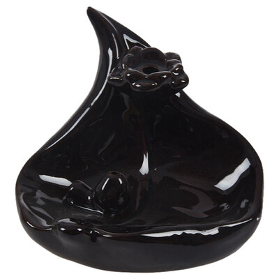 

UpperX Ceramic Lotus Flower Incense Burner Holder 47 Black